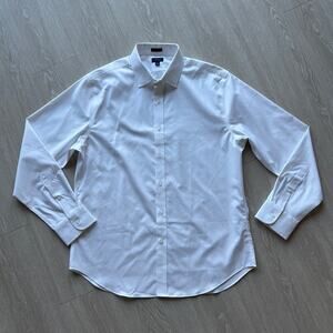 J Crew Classic Bowery Button Up Cotton Shirt Mens Large White Flaws